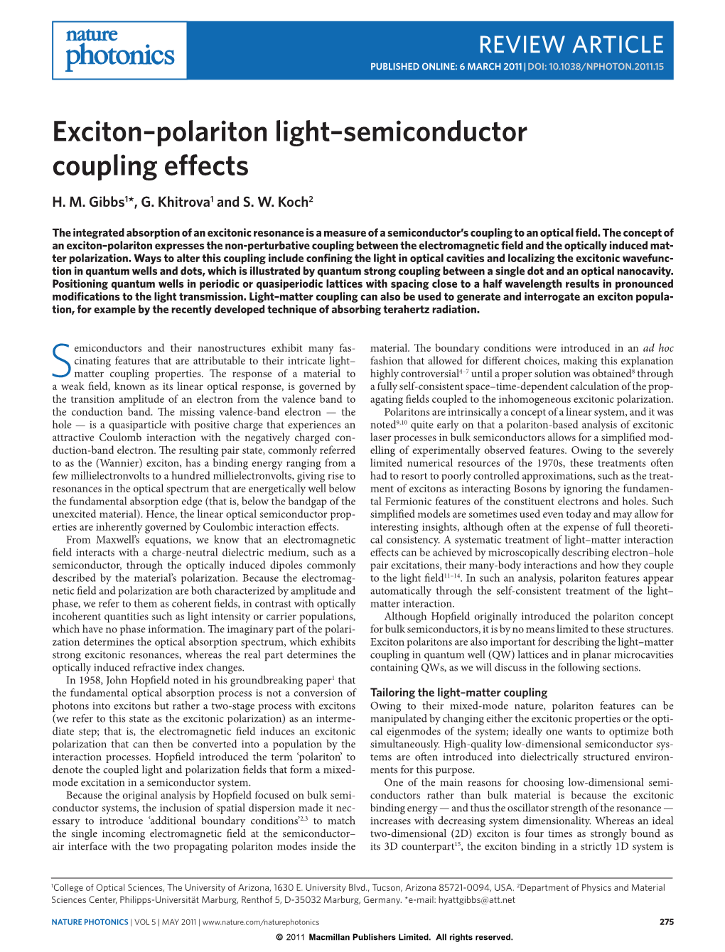 Exciton–Polariton Light–Semiconductor Coupling Effects H