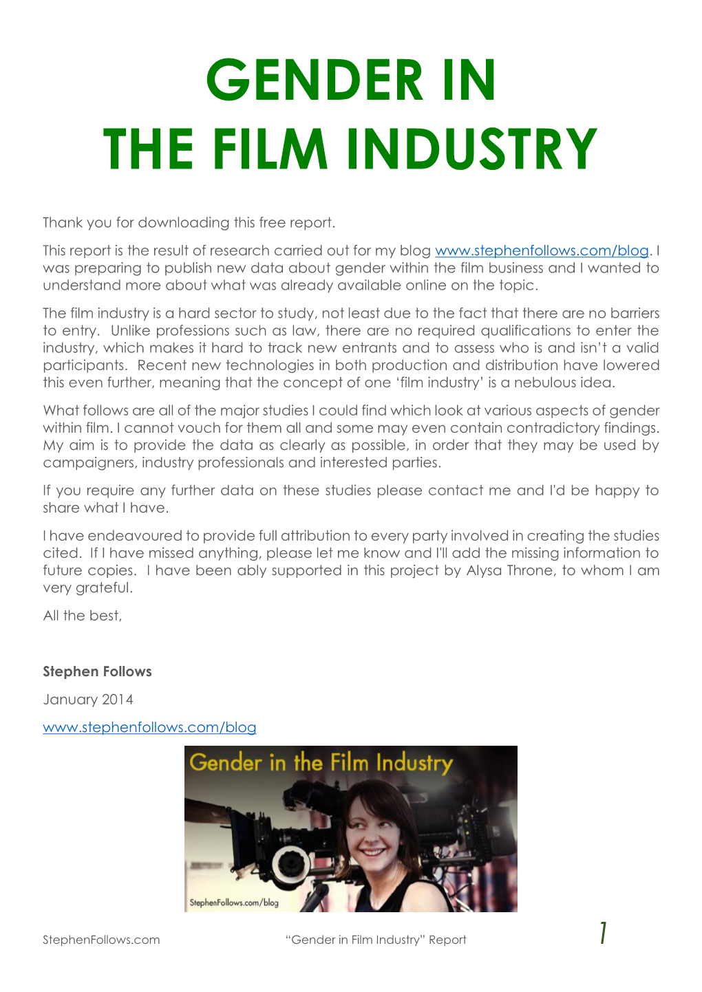 Gender in the Film Indutsry Stephenfollows-Com