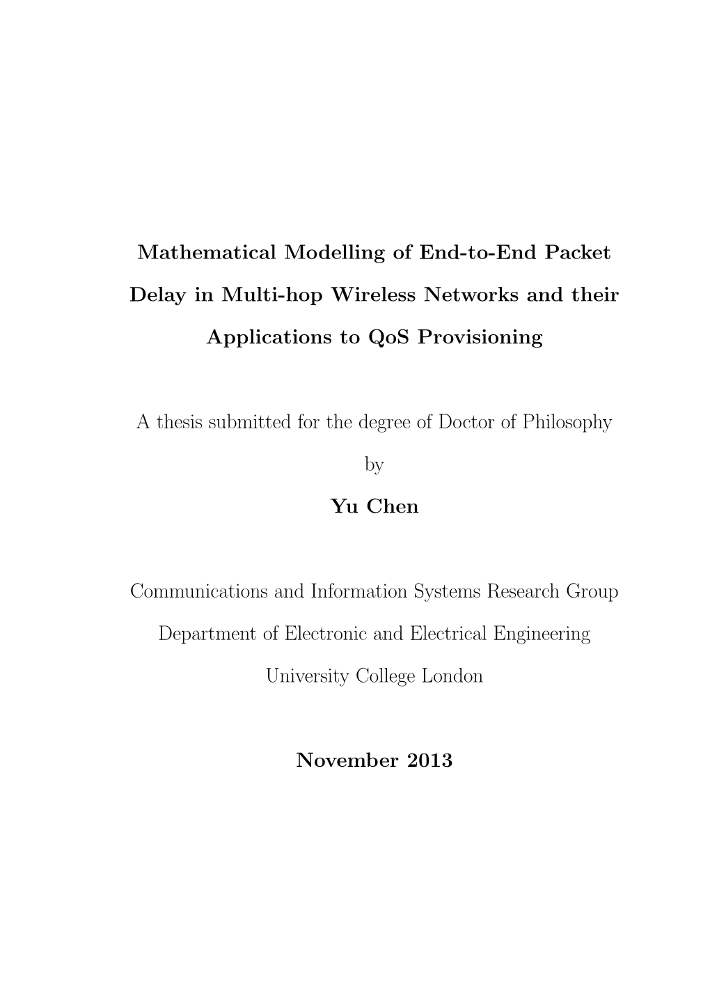 Mathematical Modelling of End-To-End Packet Delay in Multi