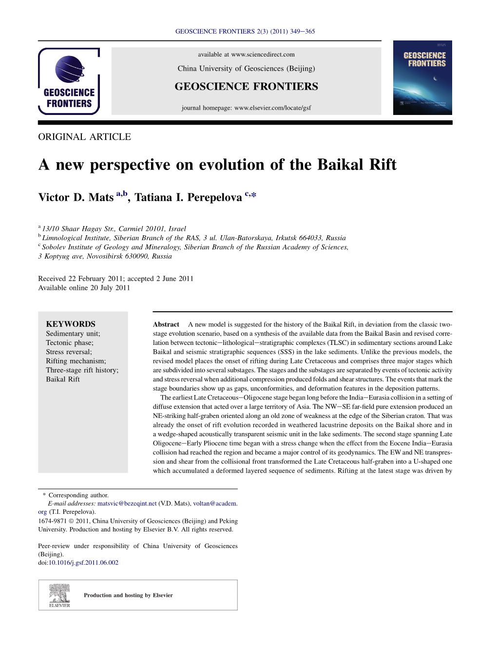 A New Perspective on Evolution of the Baikal Rift