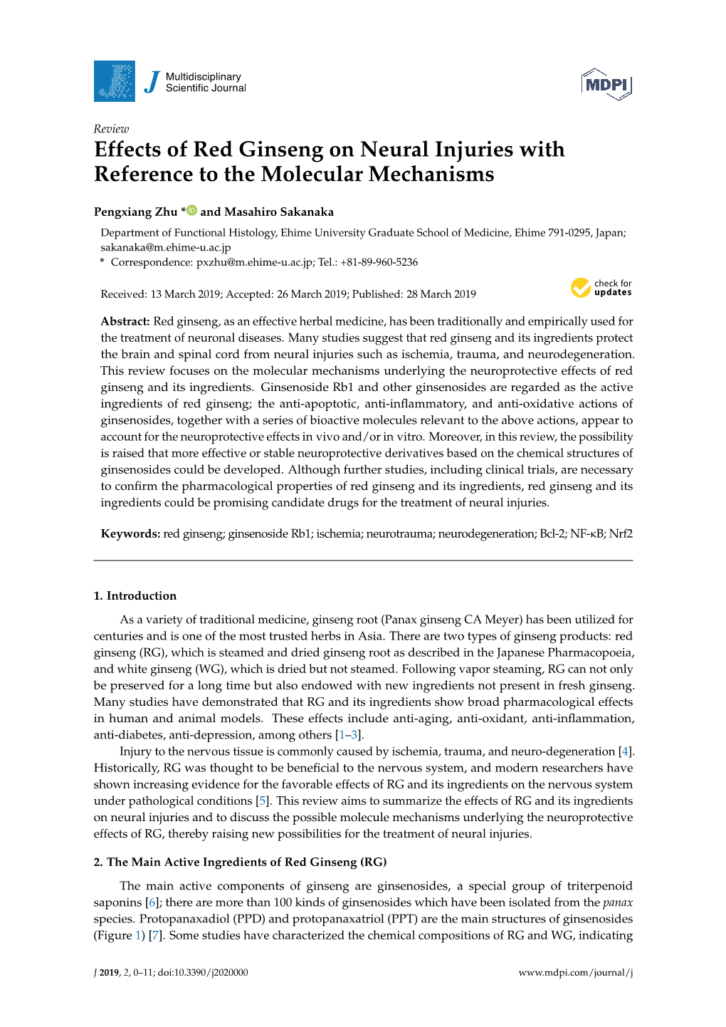 Effects of Red Ginseng on Neural Injuries with Reference to the Molecular Mechanisms