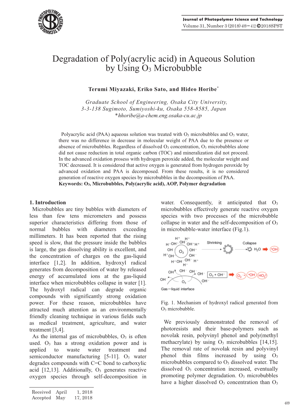 Degradation of Poly(Acrylic Acid) in Aqueous Solution by Using O3 Microbubble