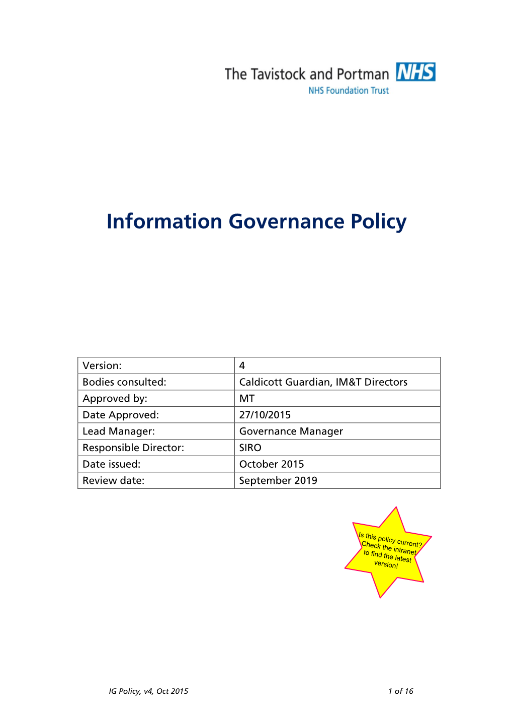 Information Governance Policy