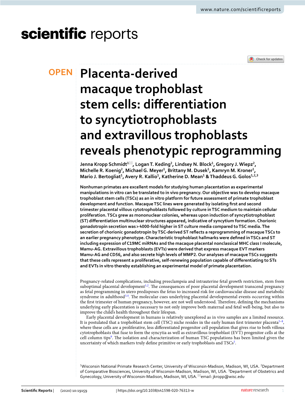 Placenta-Derived Macaque Trophoblast Stem Cells