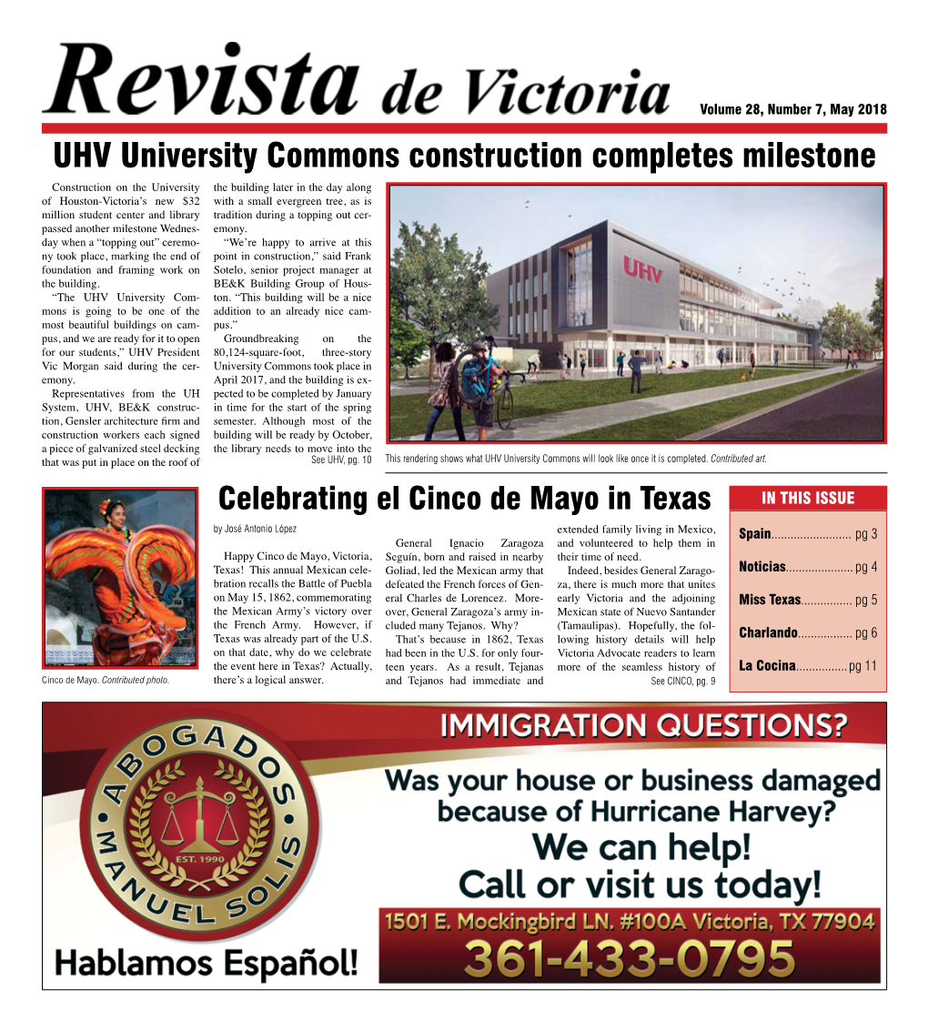 UHV University Commons Construction Completes Milestone