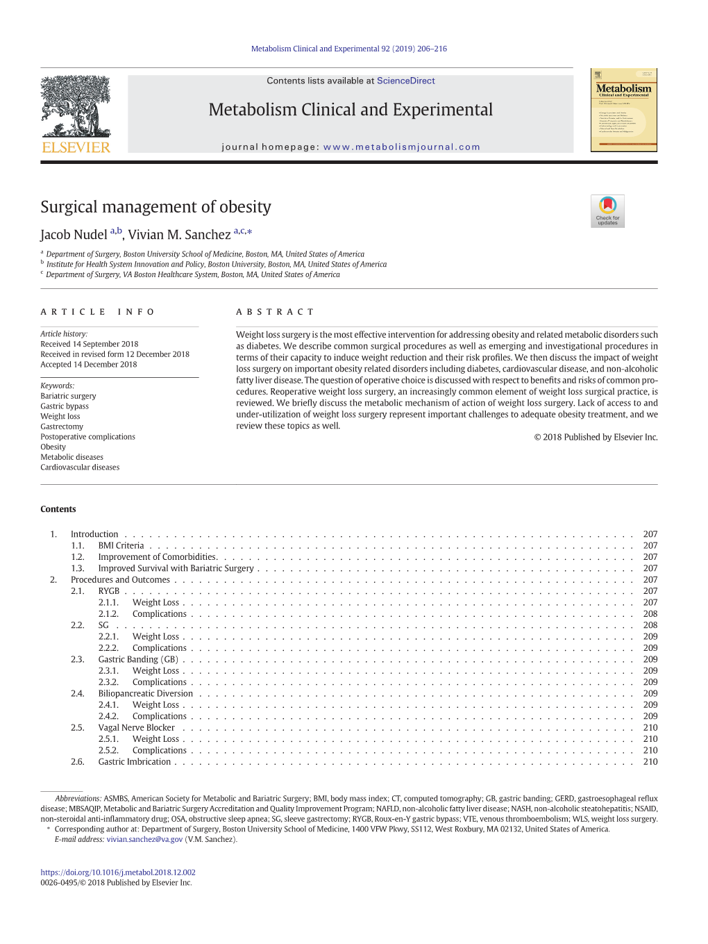 Surgical Management of Obesity