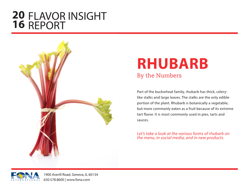 RHUBARB by the Numbers