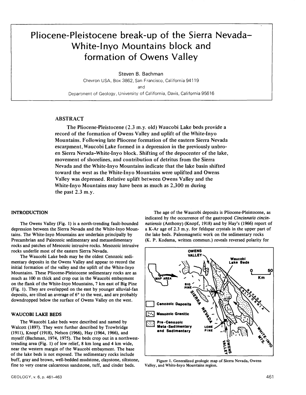 Pliocene-Pleistocene Break-Up of the Sierra Nevada- White-Inyo Mountains Block and Formation of Owens Valley