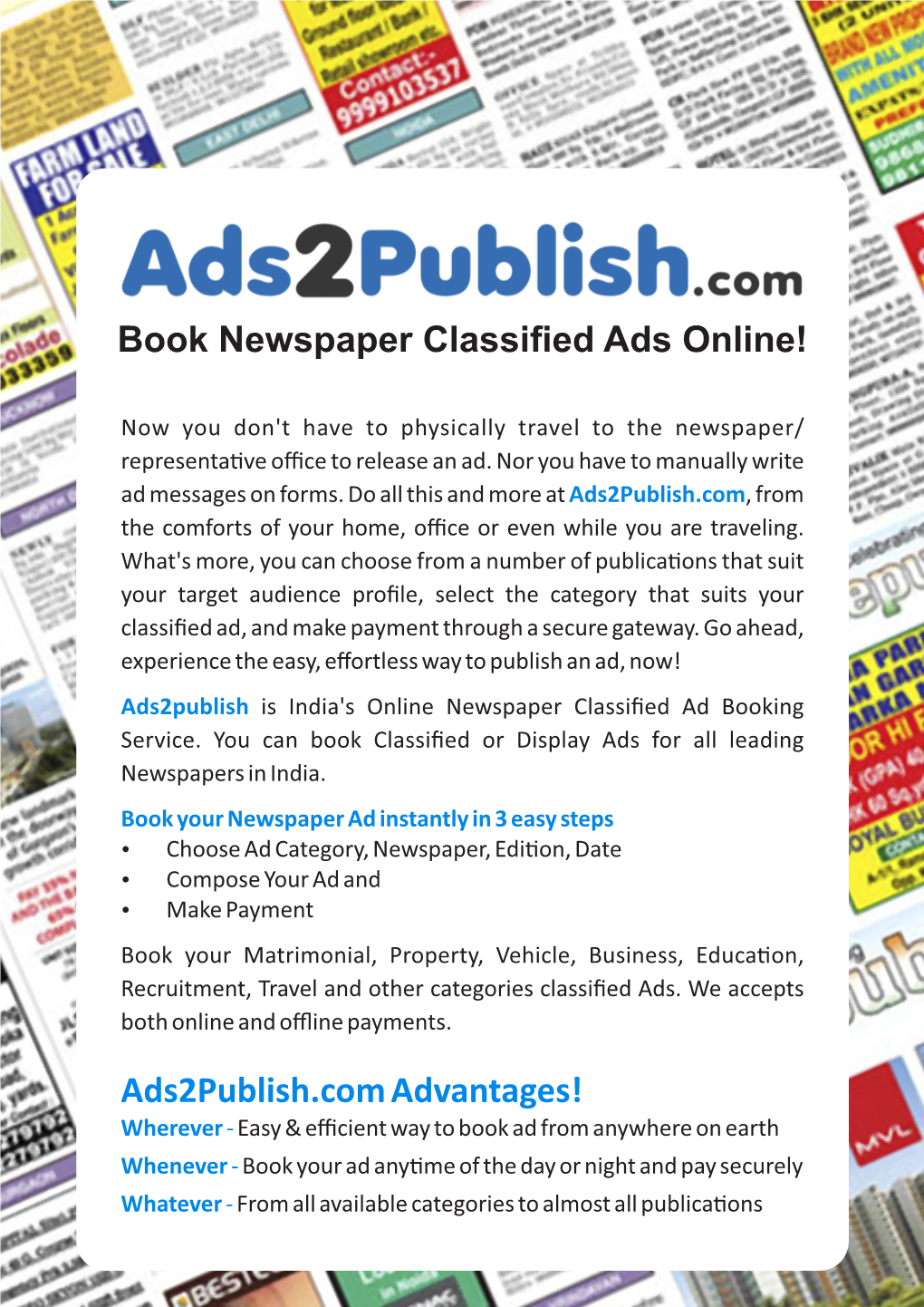 Ads2publish.Com Advantages!