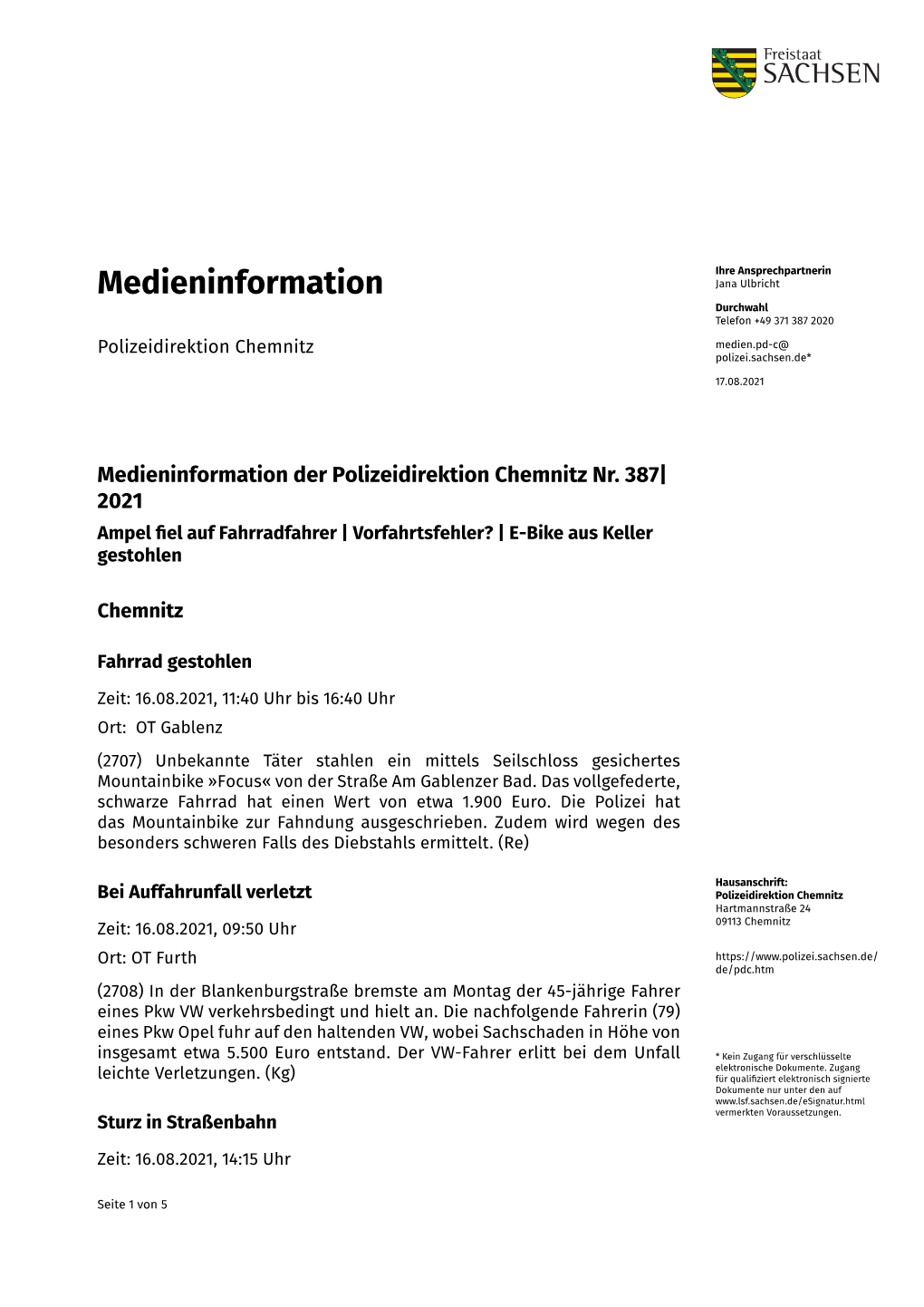 Diese Medieninformation Im PDF-Format