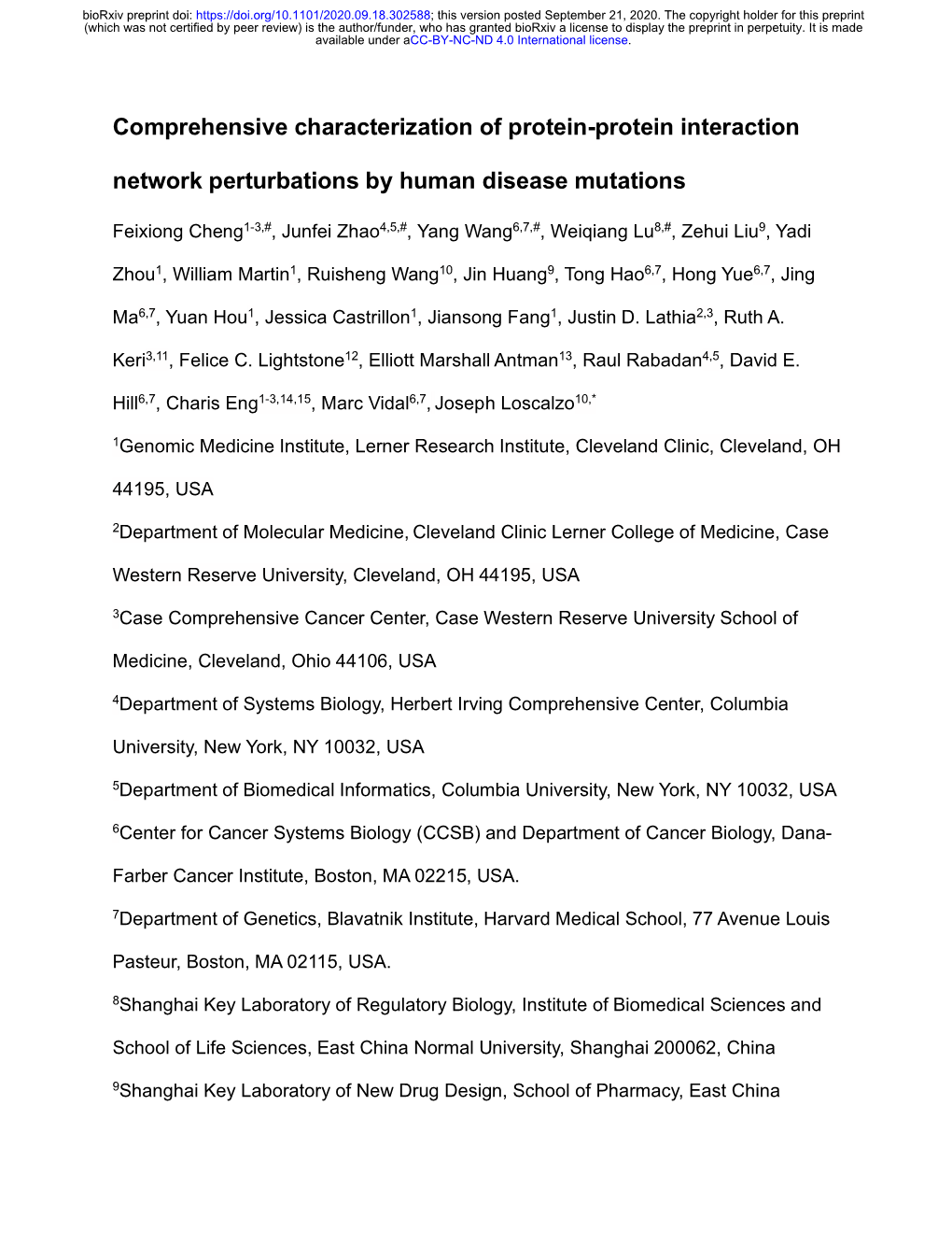 Comprehensive Characterization of Protein-Protein Interaction Network