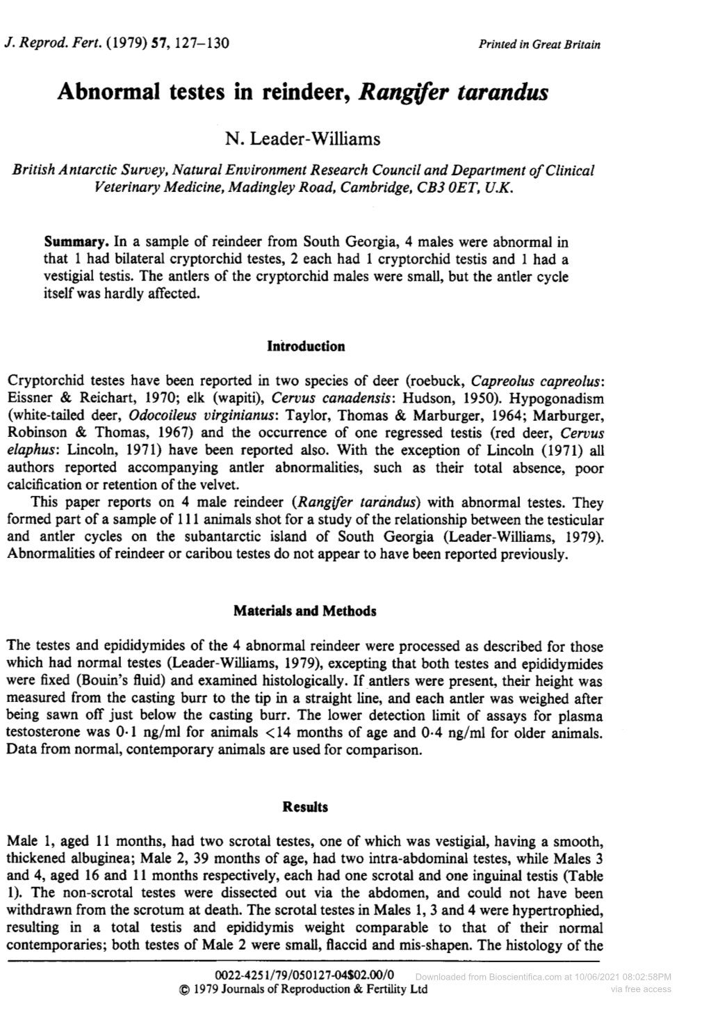 Abnormal Testes in Reindeer, Rangifer Tarandus N