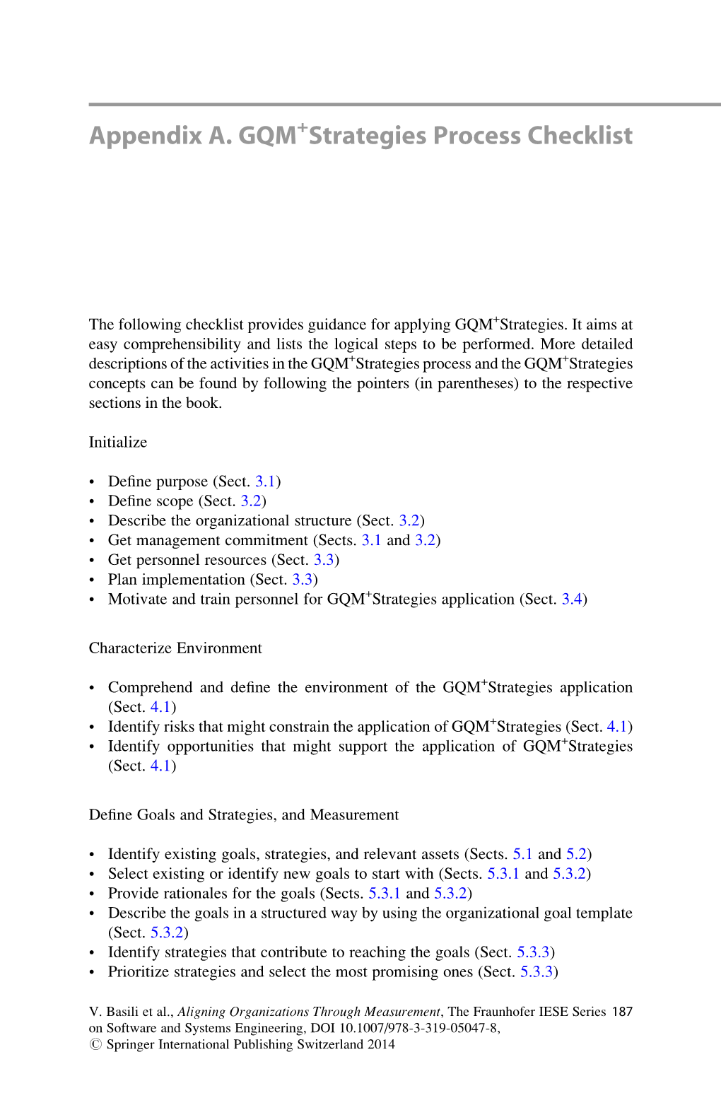 Appendix A. GQM Strategies Process Checklist