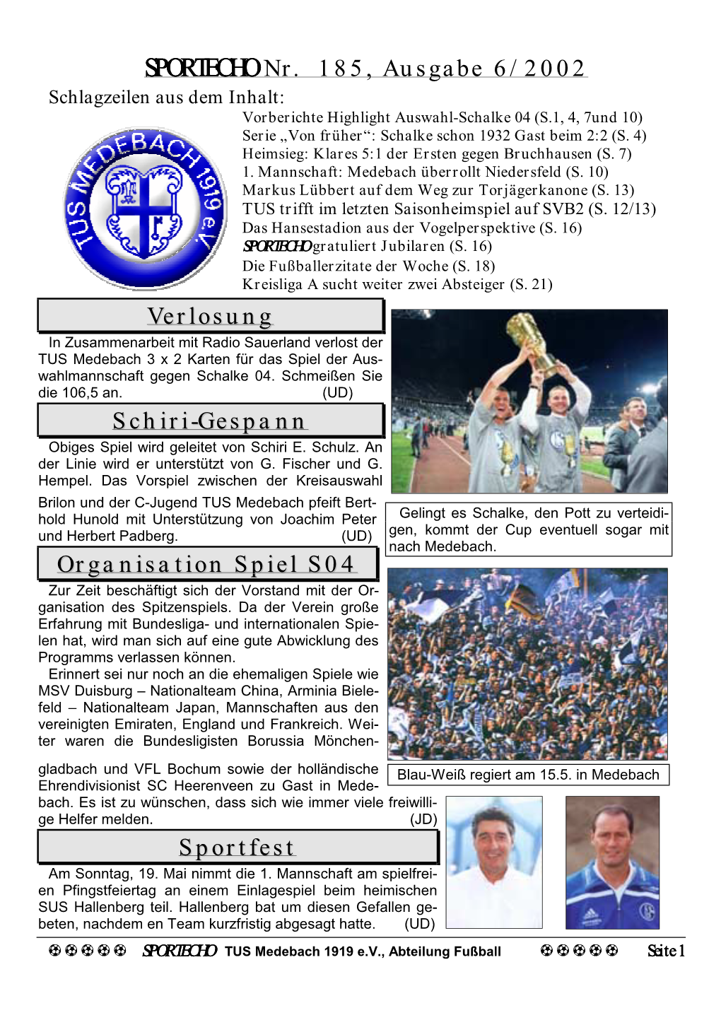 SPORTECHO Nr. 185, Ausgabe 6/2002