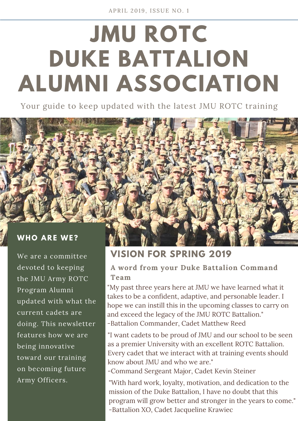 JMU ROTC DUKE BATTALION ALUMNI ASSOCIATION Your Guide to Keep Updated with the Latest JMU ROTC Training