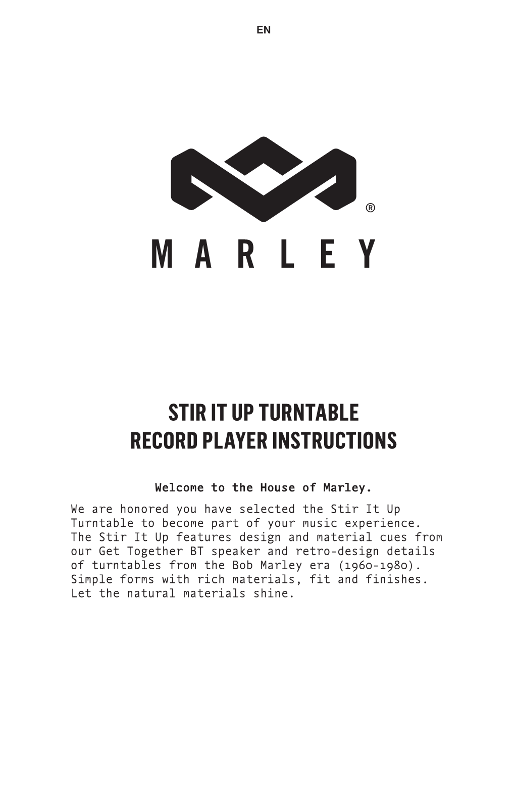 Stir It up Turntable Record Player Instructions