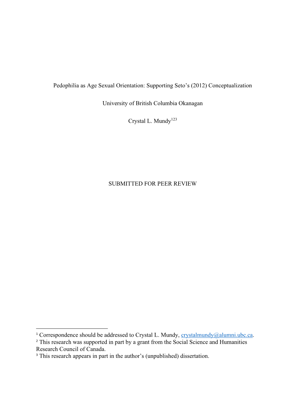 Pedophilia As Age Sexual Orientation: Supporting Seto’S (2012) Conceptualization