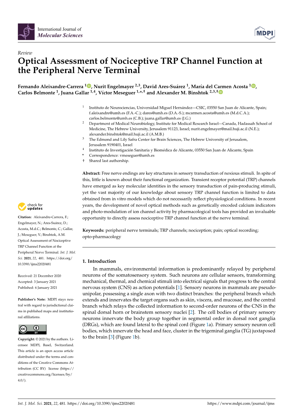 Optical Assessment of Nociceptive TRP Channel Function at the Peripheral Nerve Terminal