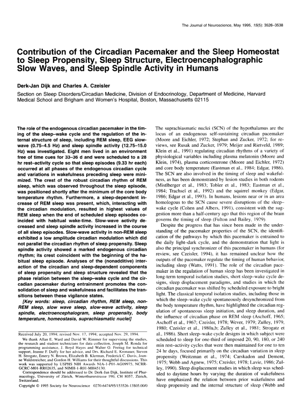 Contribution of the Circadian Pacemaker and the Sleep