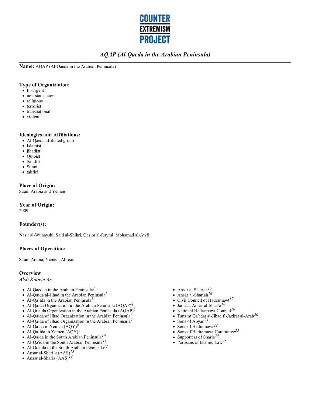 AQAP (Al-Qaeda in the Arabian Peninsula)