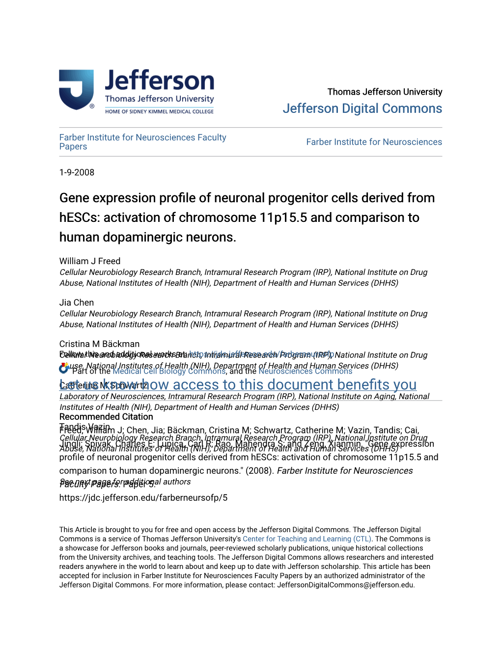 Gene Expression Profile of Neuronal Progenitor Cells Derived from Hescs: Activation of Chromosome 11P15.5 and Comparison to Human Dopaminergic Neurons