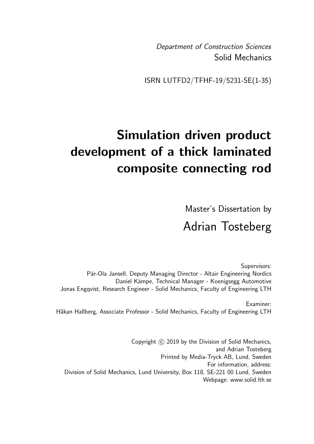 Simulation Driven Product Development of a Thick Laminated Composite Connecting Rod