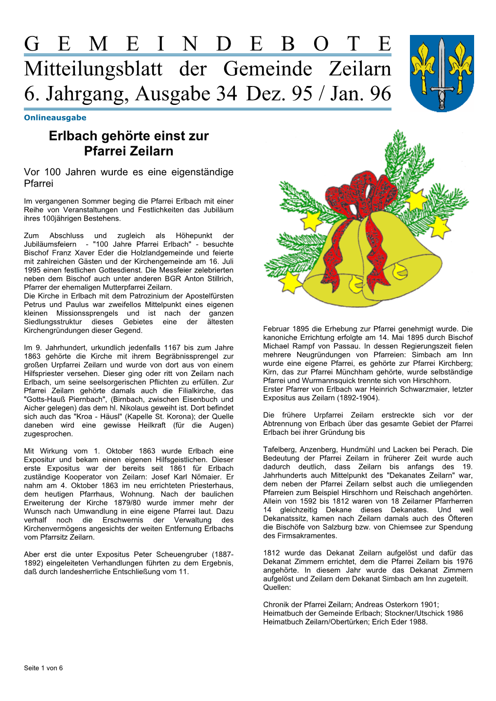 G E M E I N D E B O T E Mitteilungsblatt Der Gemeinde Zeilarn 6