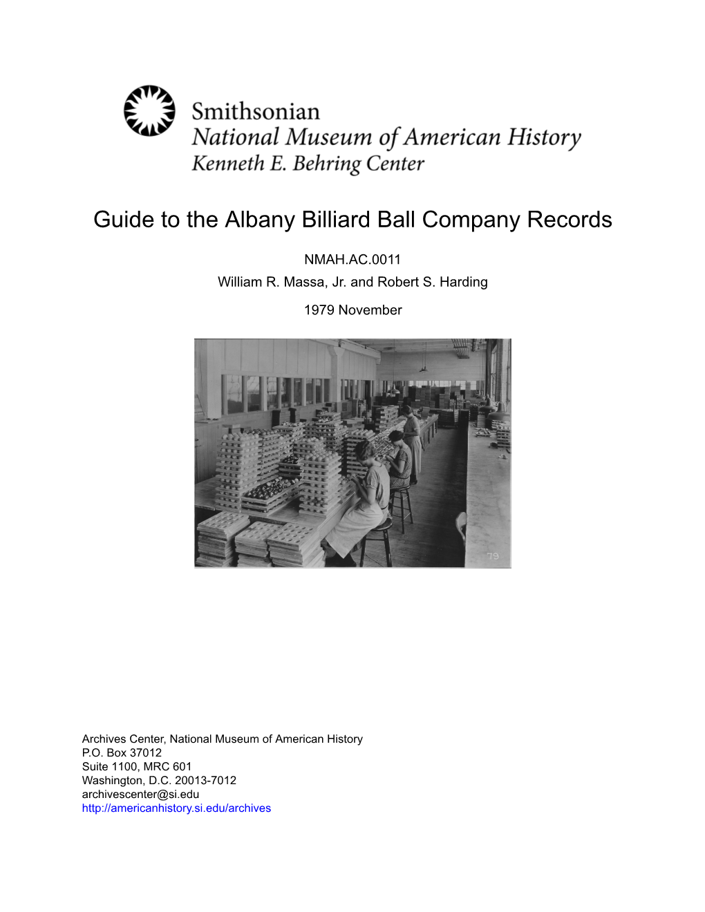 Guide to the Albany Billiard Ball Company Records