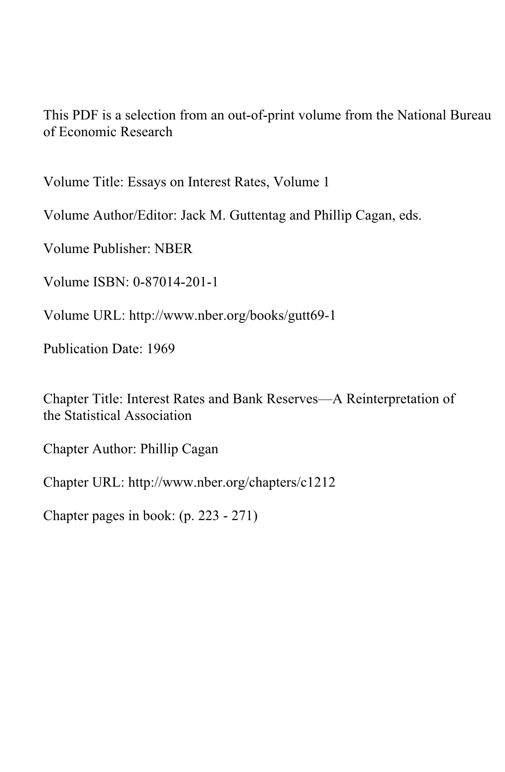 Interest Rates and Bank Reserves—A Reinterpretation of the Statistical Association