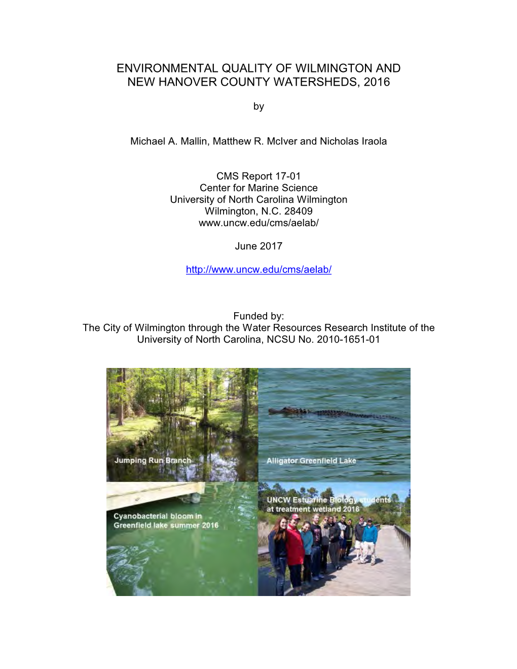 Environmental Quality of Wilmington and New Hanover County Watersheds, 2016