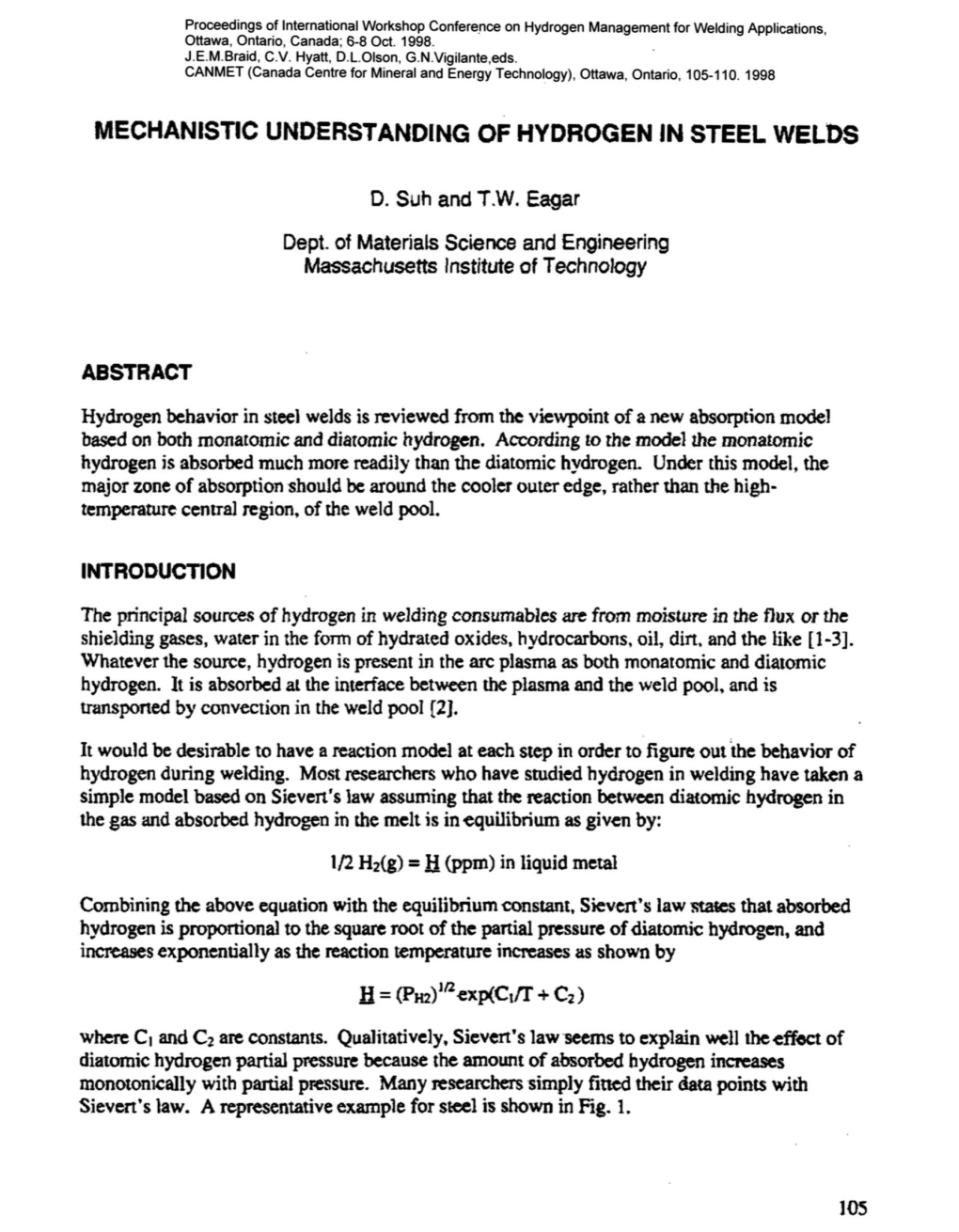 Mechanistic Understanding of Hydrogen in Steel Welds