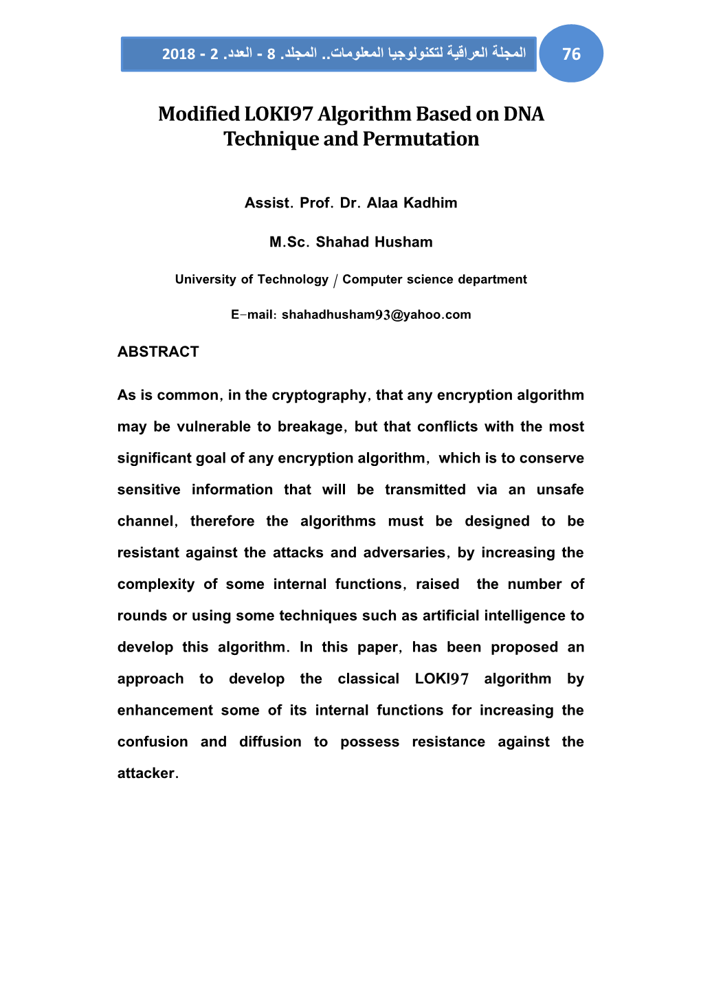 Modified LOKI97 Algorithm Based on DNA Technique and Permutation