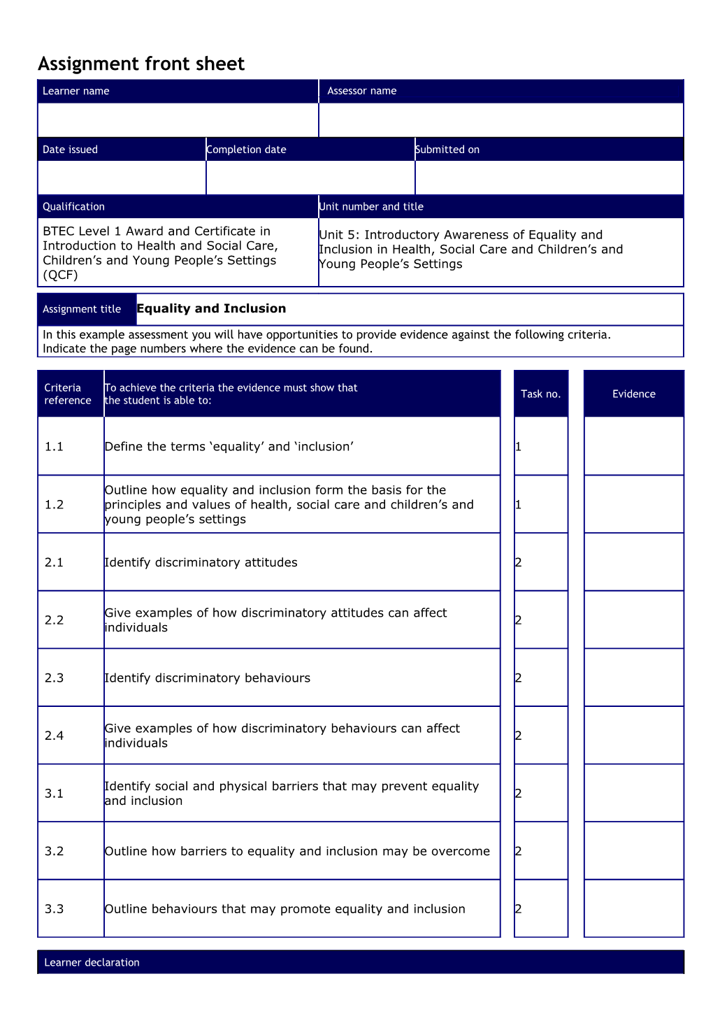 Unit 5 - Equality and Inclusion