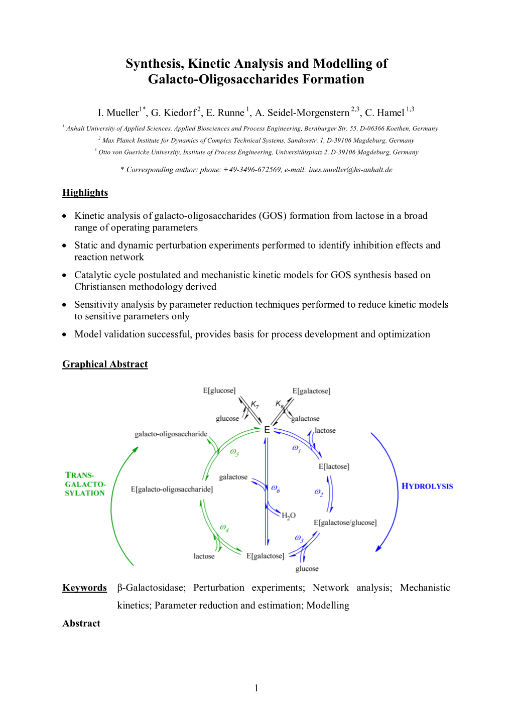 Synthesis, Kinetic Analysis and Modelling of Galacto-Oligosaccharides Formation