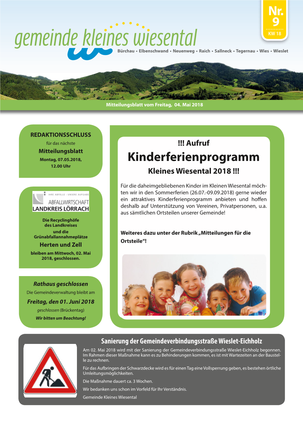 Kinderferienprogramm 12.00 Uhr Kleines Wiesental 2018 !!!