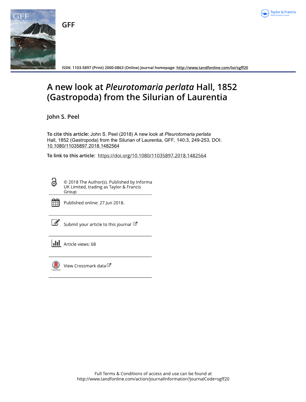 A New Look at Pleurotomaria Perlata Hall, 1852 (Gastropoda) from the Silurian of Laurentia