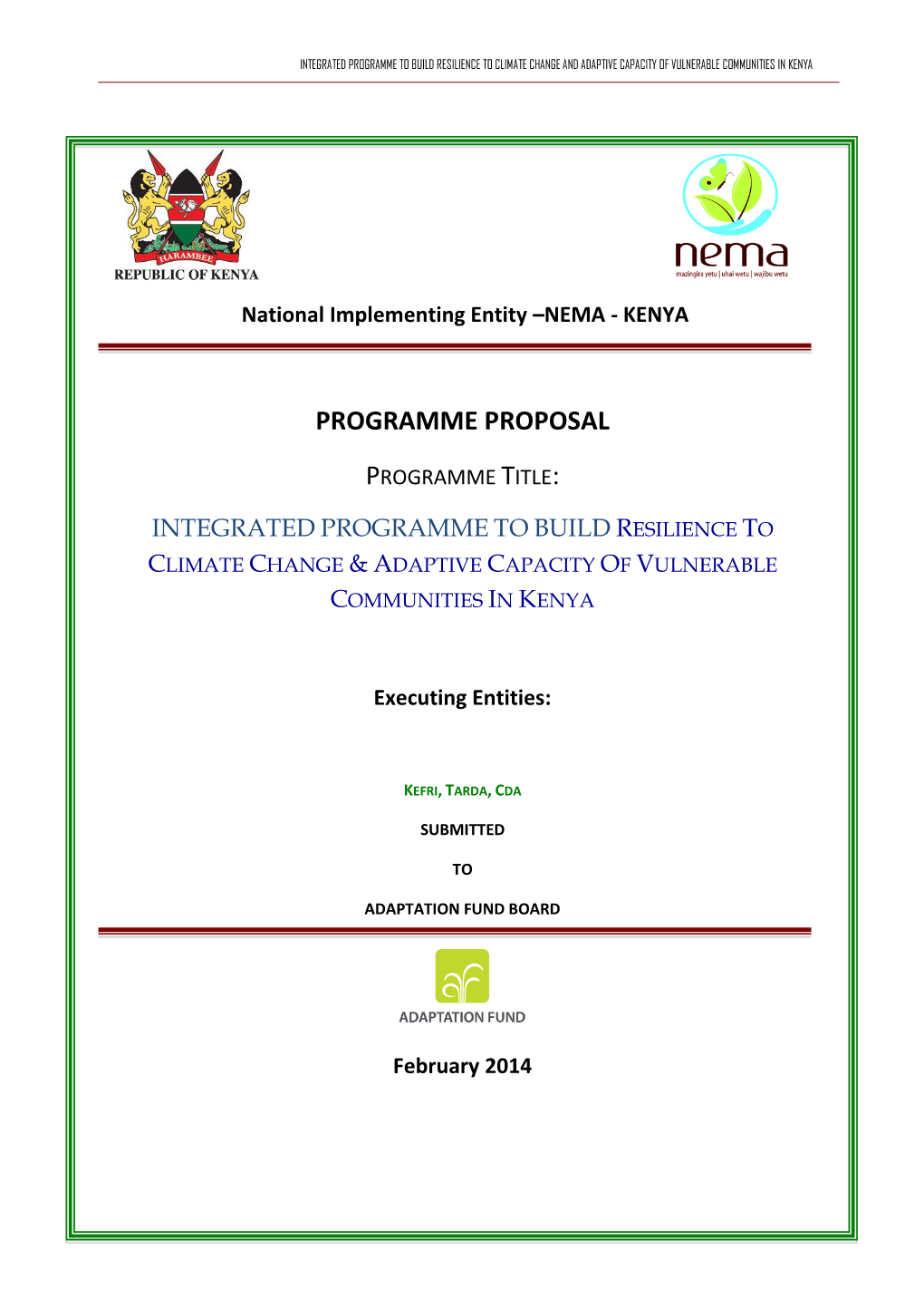 Kenya Programme Proposal