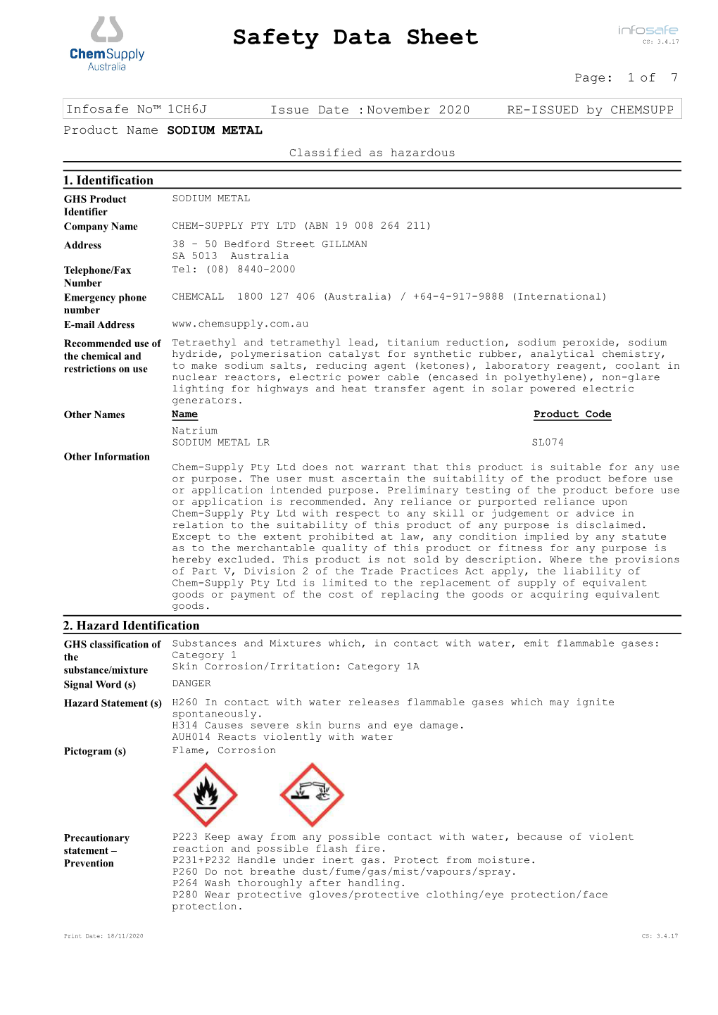 Safety Data Sheet CS: 3.4.17