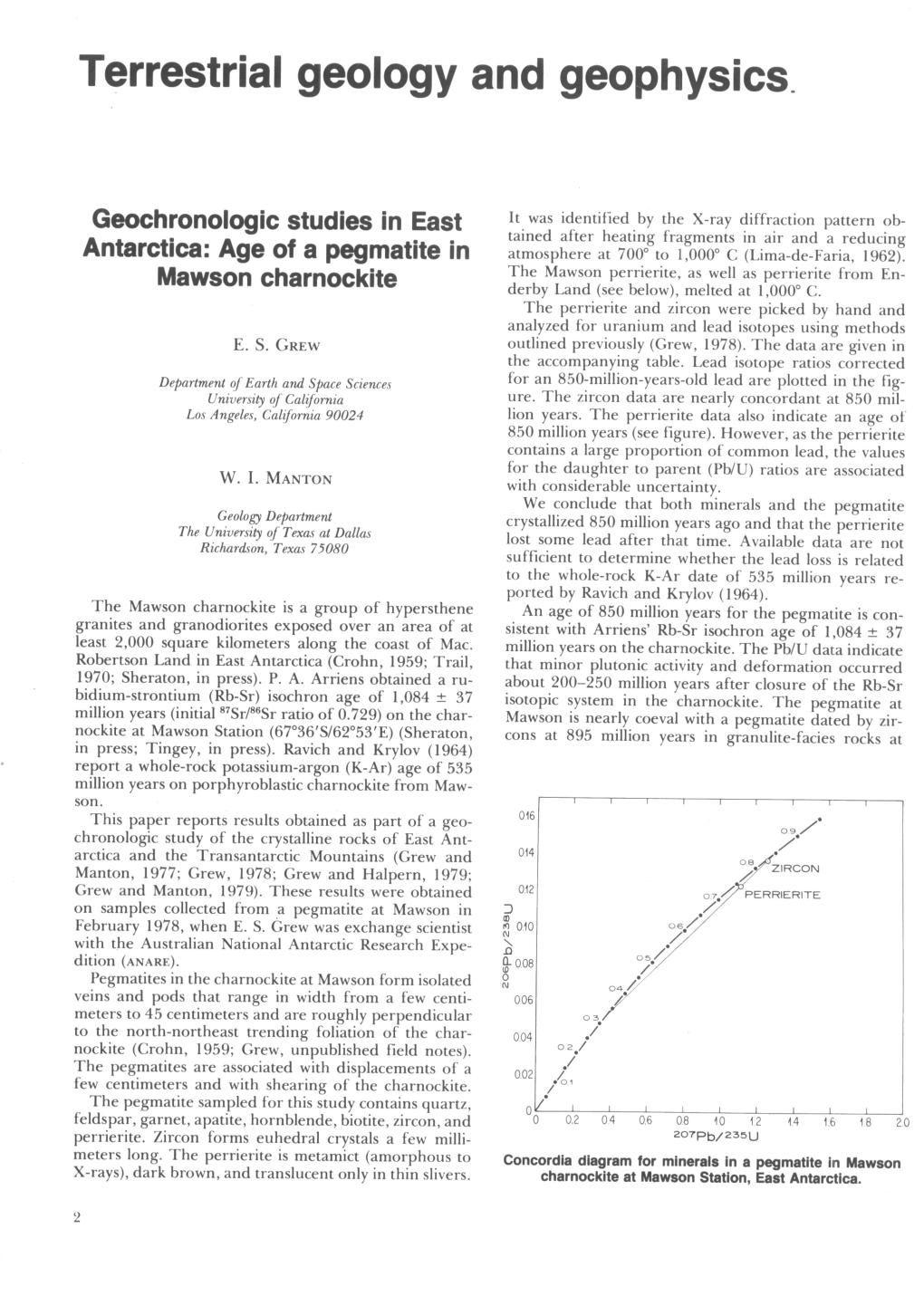 Terrestrial Geology and Geophysics