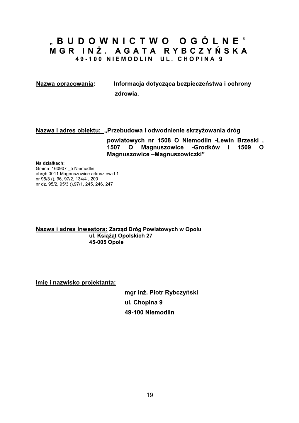 19 BIOZ Magnuszowice, Skrzyżowanie .Pdf