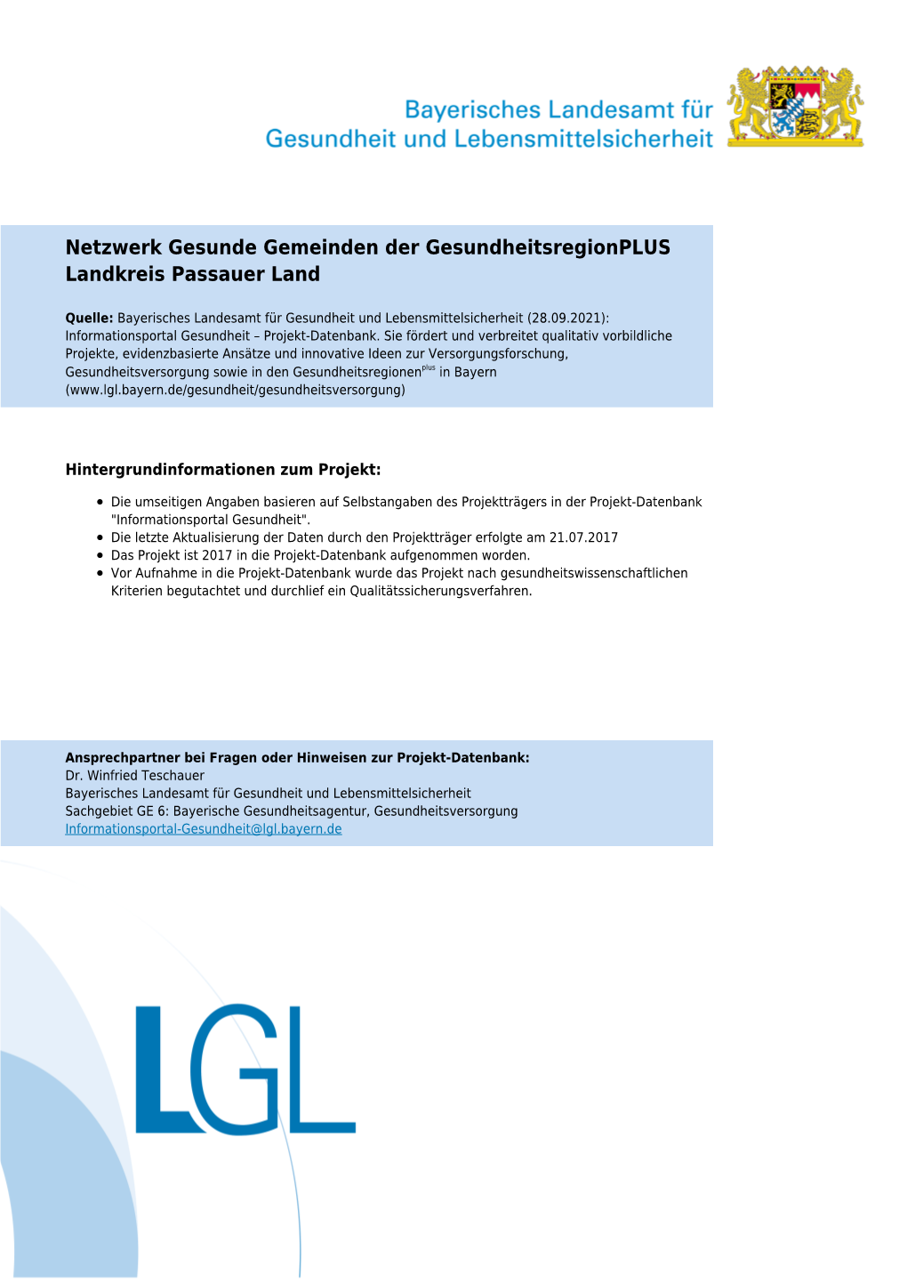 Netzwerk Gesunde Gemeinden Der Gesundheitsregionplus Landkreis Passauer Land