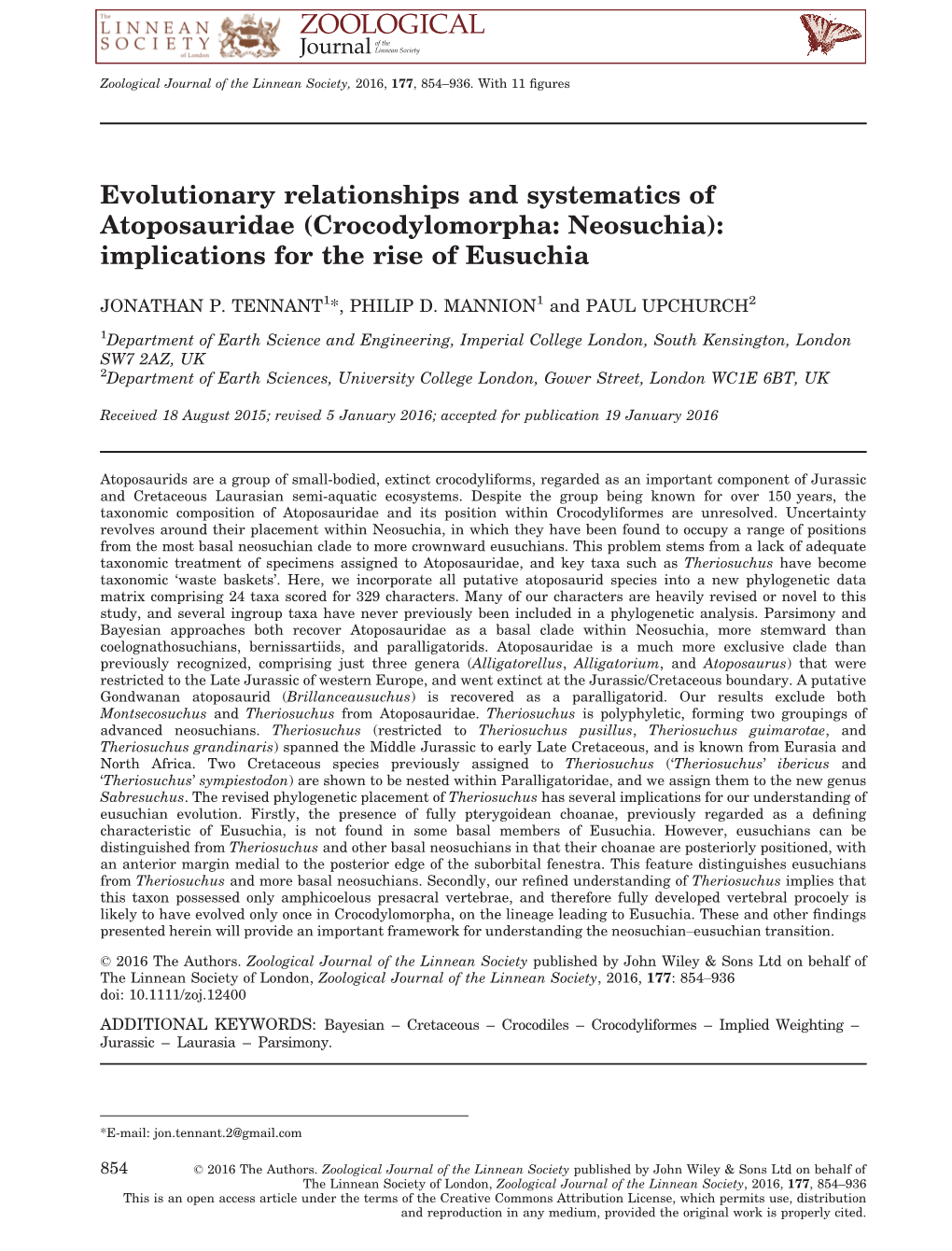 (Crocodylomorpha: Neosuchia): Implications for the Rise of Eusuchia