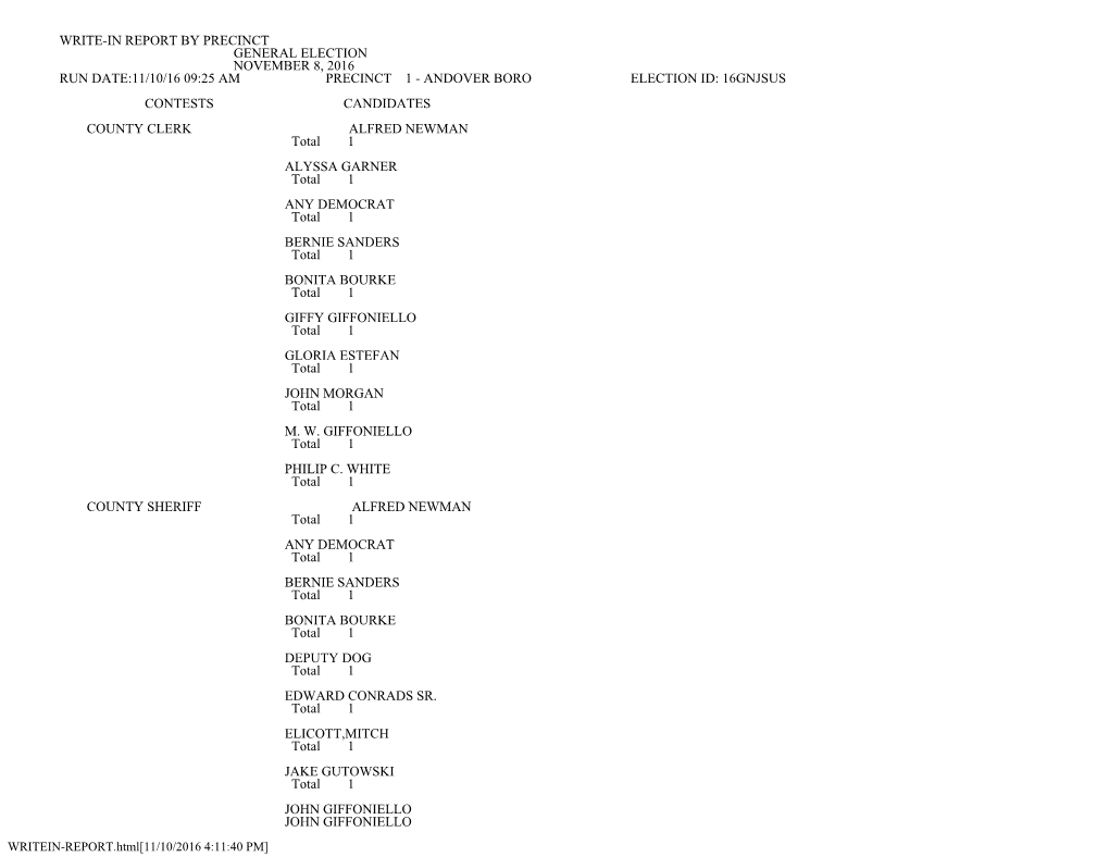 November 8 2016 General Election Write-In Report (Pdf)