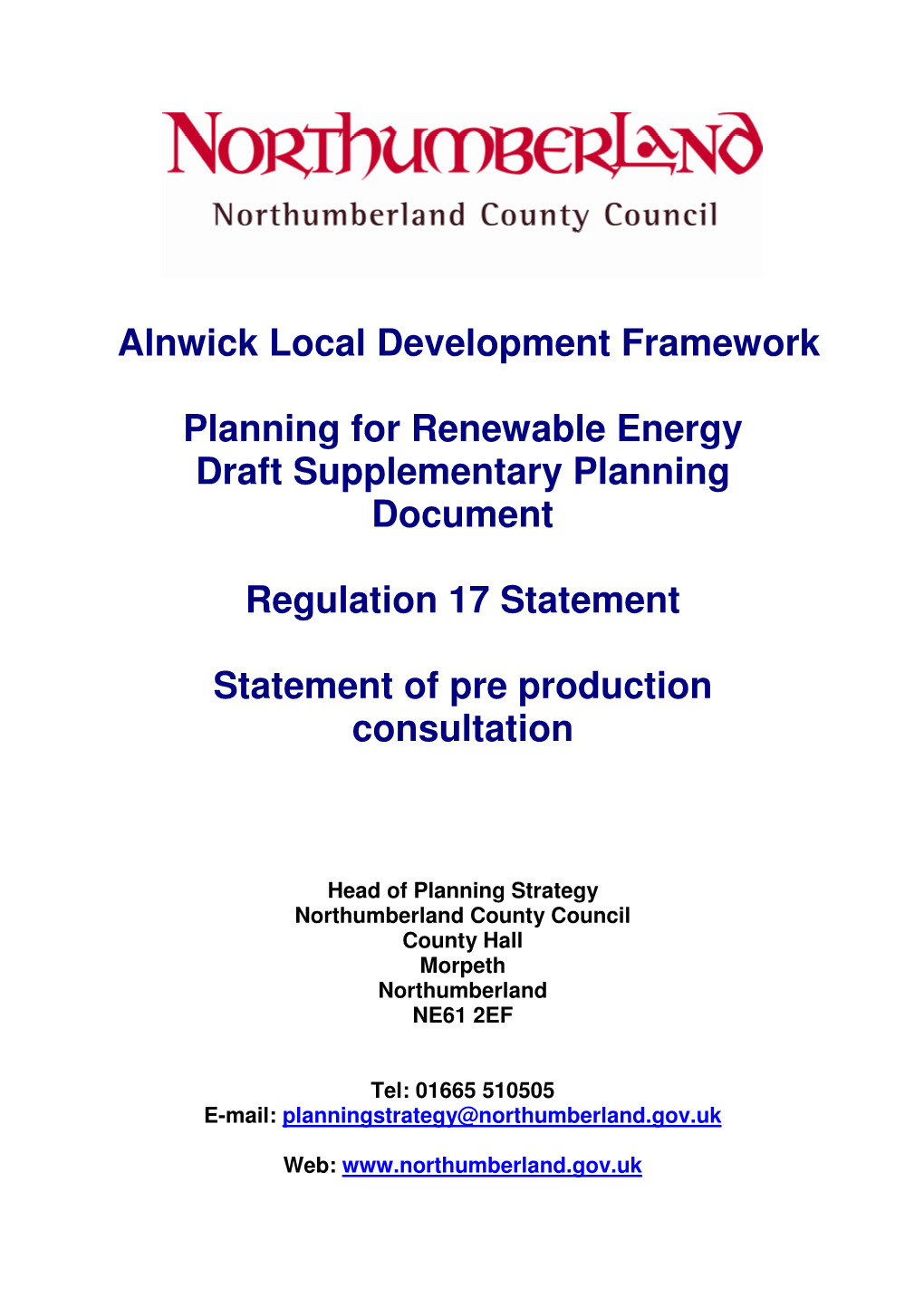 Alnwick Local Development Framework Planning For