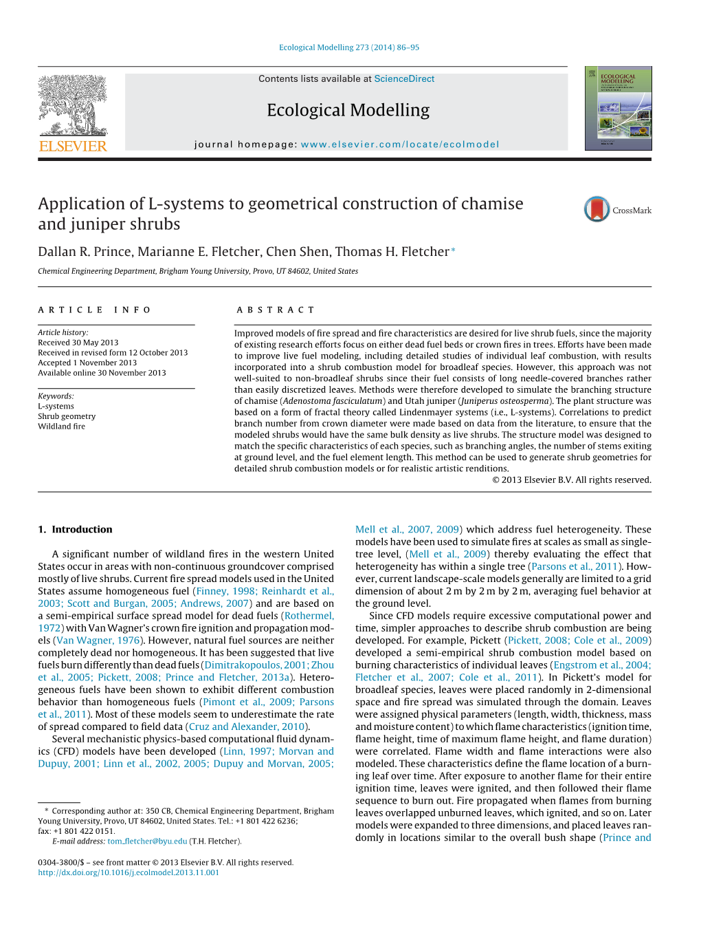 Application of L-Systems to Geometrical Construction of Chamise and Juniper Shrubs