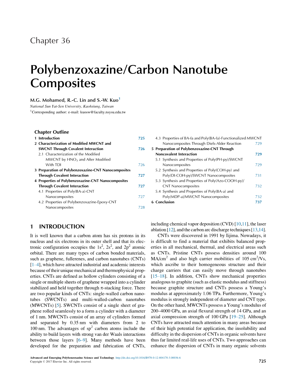 Polybenzoxazine/Carbon Nanotube Composites