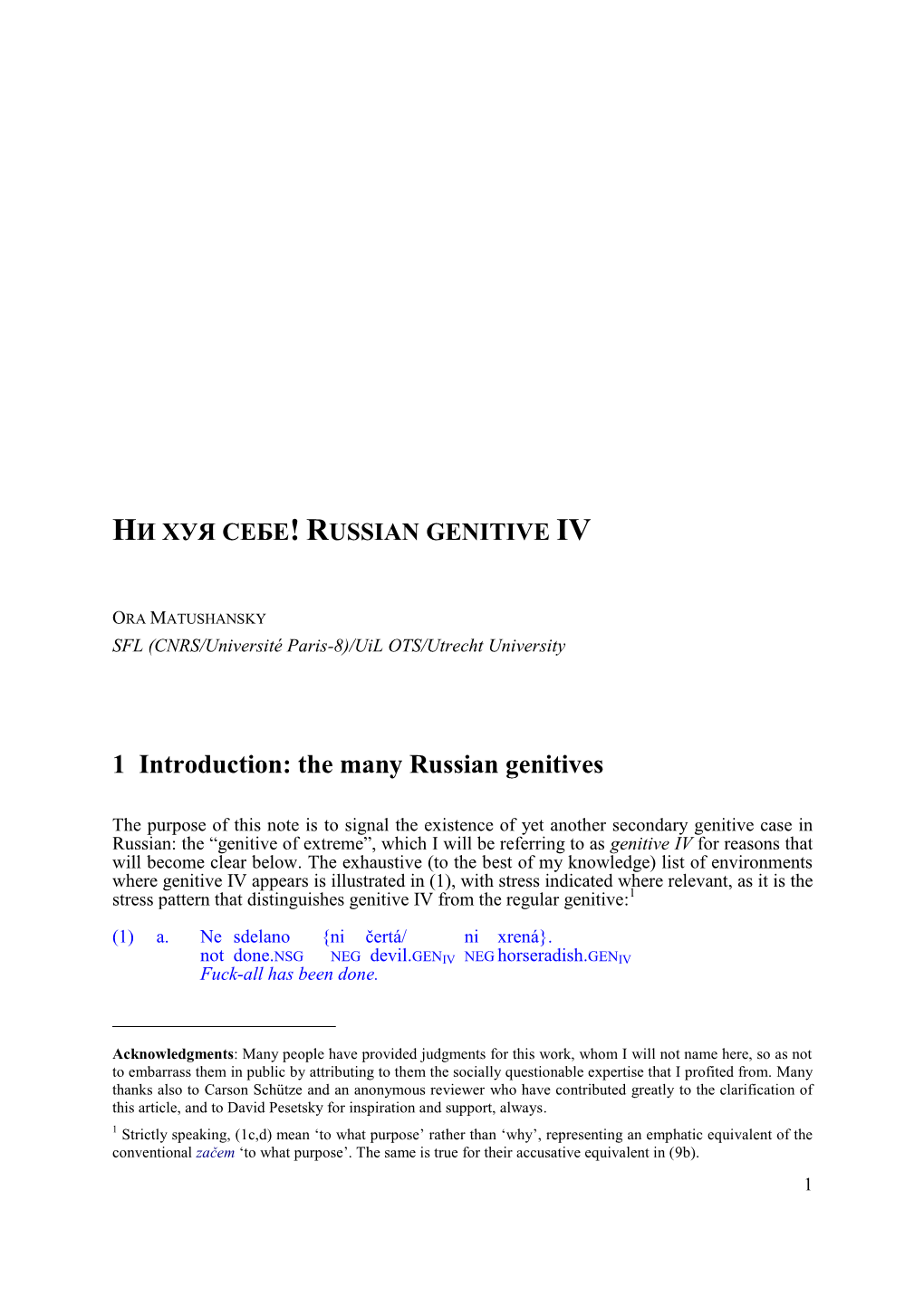 Russian Genitive Iv