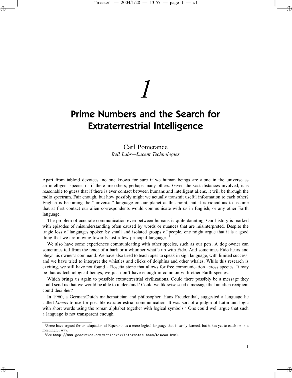 Prime Numbers and the Search for Extraterrestrial Intelligence