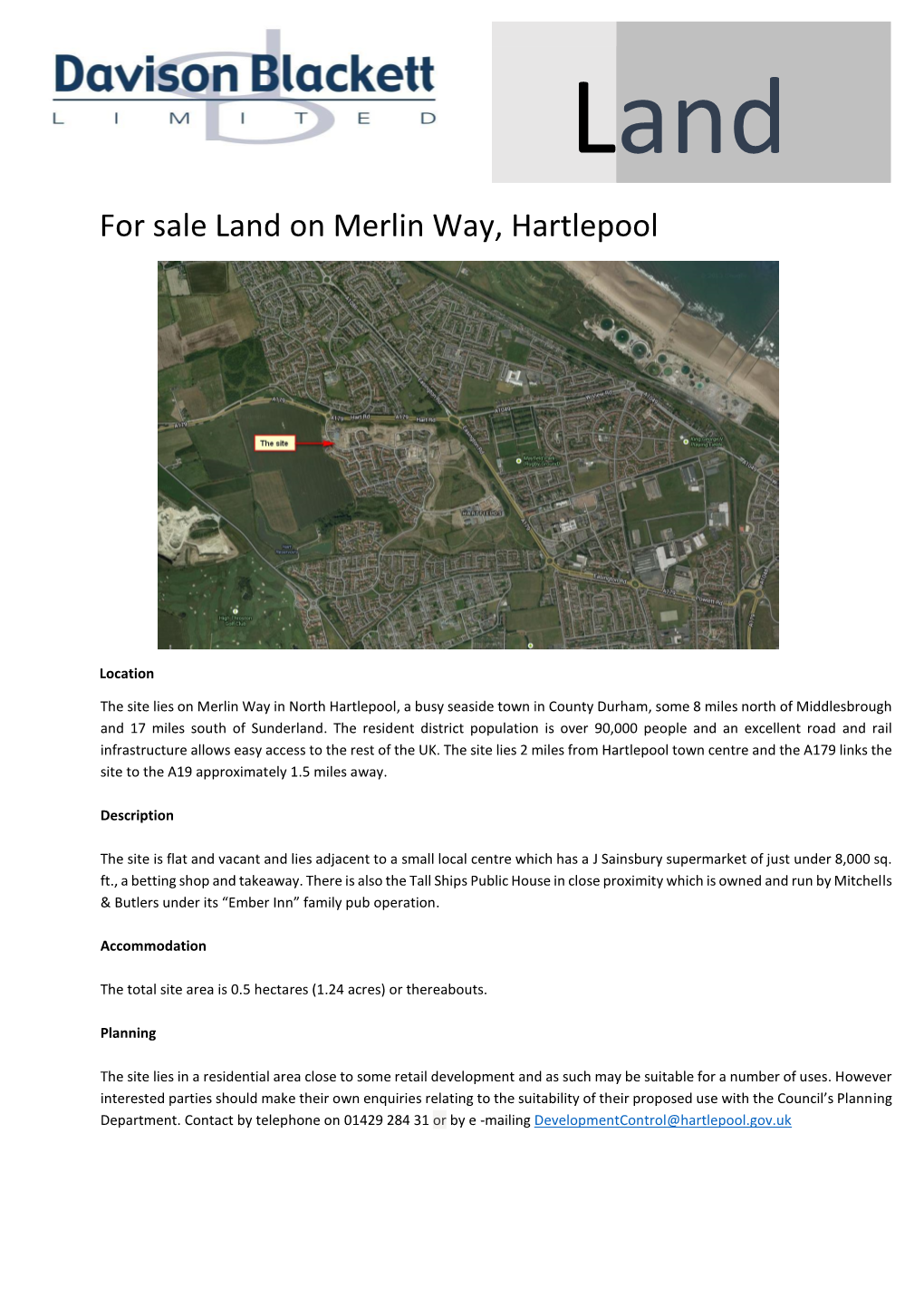 For Sale Land on Merlin Way, Hartlepool