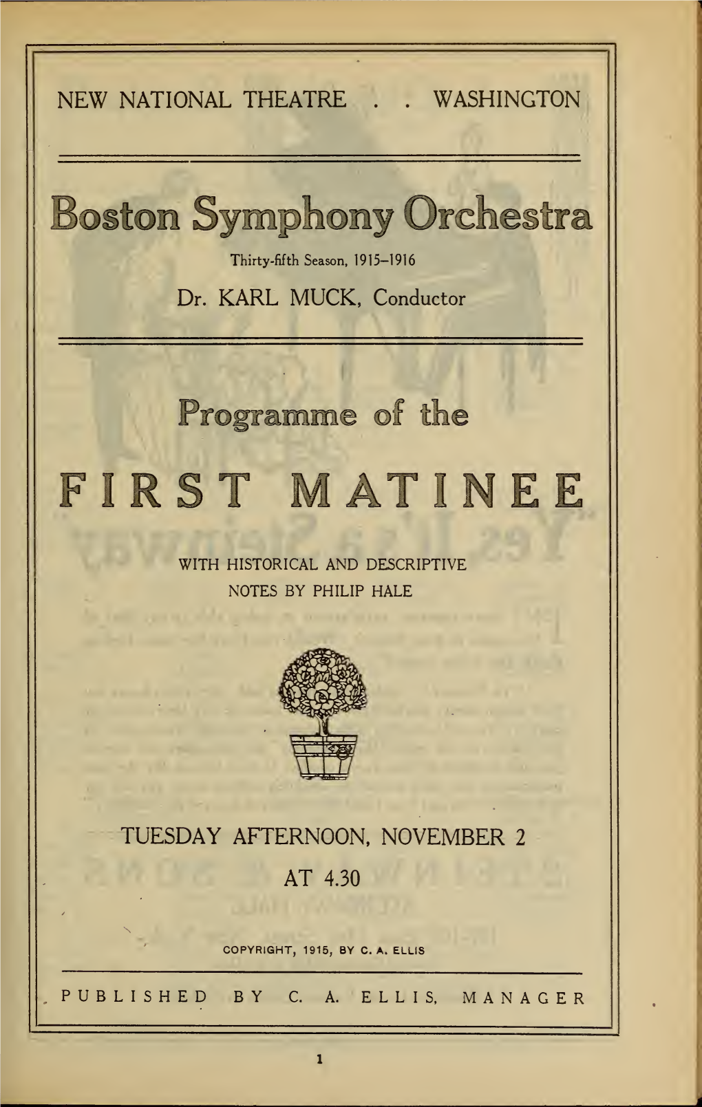 Boston Symphony Orchestra Concert Programs, Season 35,1915-1916, Trip